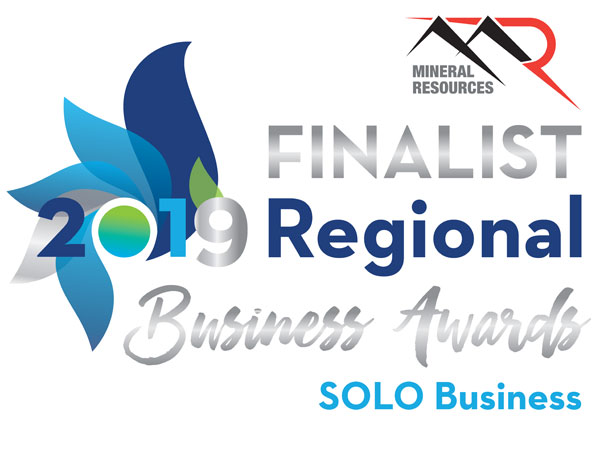 Mineral Resources Finalist 2019 Regional Business Awards Solo Business